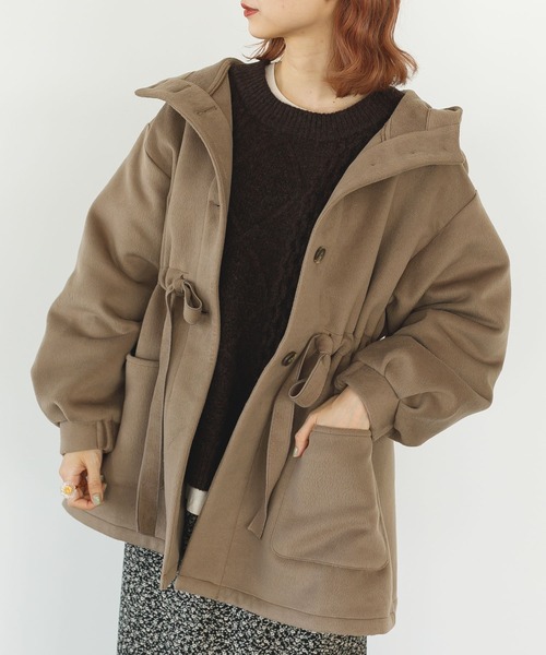 SLURR(スラ―)の「ボリュームスリーブフードコート(その他アウター・レディース・アイボリー/ピンクベージュ/チョコ・FREE)」の1枚目の写真