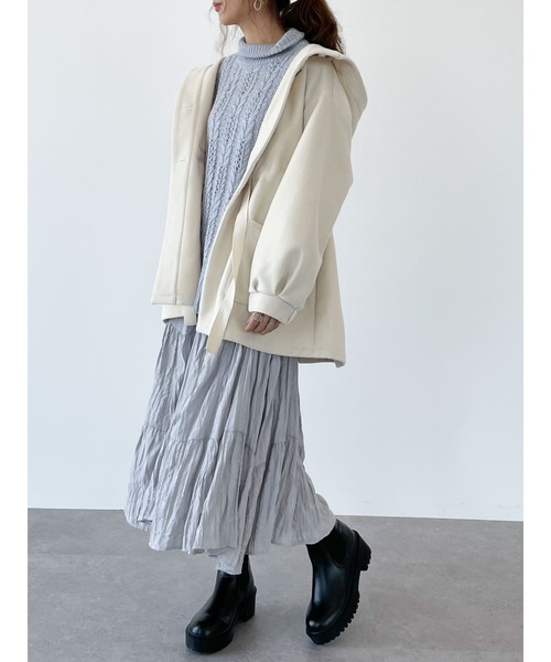 SLURR(スラ―)の「ボリュームスリーブフードコート(その他アウター・レディース・アイボリー/ピンクベージュ/チョコ・FREE)」の6枚目の写真