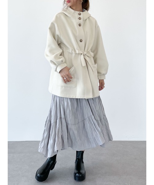 SLURR(スラ―)の「ボリュームスリーブフードコート(その他アウター・レディース・アイボリー/ピンクベージュ/チョコ・FREE)」の8枚目の写真