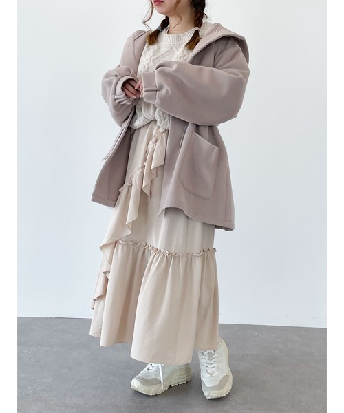 SLURR(スラ―)の「ボリュームスリーブフードコート(その他アウター・レディース・アイボリー/ピンクベージュ/チョコ・FREE)」の11枚目の写真