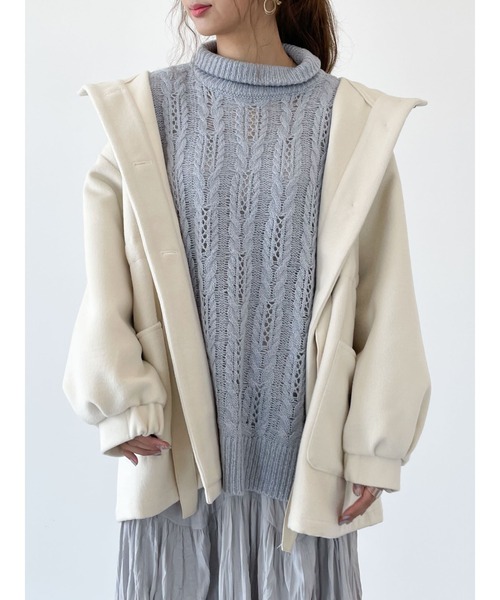 SLURR(スラ―)の「ボリュームスリーブフードコート(その他アウター・レディース・アイボリー/ピンクベージュ/チョコ・FREE)」の4枚目の写真