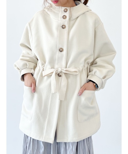 SLURR(スラ―)の「ボリュームスリーブフードコート(その他アウター・レディース・アイボリー/ピンクベージュ/チョコ・FREE)」の5枚目の写真