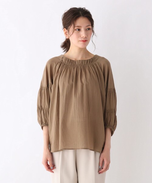 SHOO・LA・RUE（シューラルー）の「◆綿シフォン袖ボリュームブラウス（シャツ/ブラウス・レディース・ブラウン系/ネイビー・02/03/04）」の9枚目の写真