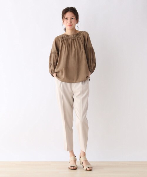 SHOO・LA・RUE（シューラルー）の「◆綿シフォン袖ボリュームブラウス（シャツ/ブラウス・レディース・ブラウン系/ネイビー・02/03/04）」の7枚目の写真