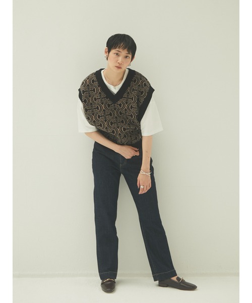 armonia（アルモニーア）の「armonia・ジャガードニットベスト（ベスト・レディース・ブラック/モカ・FREE）」の18枚目の写真