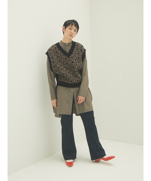 armonia（アルモニーア）の「armonia・ジャガードニットベスト（ベスト・レディース・ブラック/モカ・FREE）」の14枚目の写真