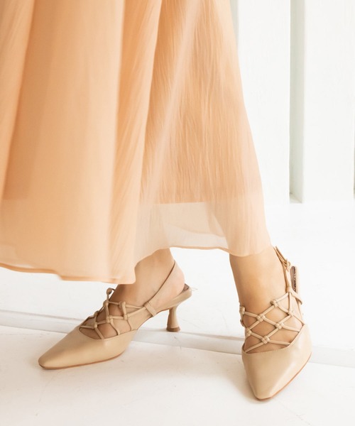 RANDA(ランダ)の「ソフト メッシュ編みバックストラップパンプス(パンプス・レディース・ブラウン/カーキ/ベージュ・L/M/LL/S)」の2枚目の写真