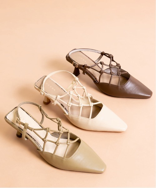 RANDA(ランダ)の「ソフト メッシュ編みバックストラップパンプス(パンプス・レディース・ブラウン/カーキ/ベージュ・L/M/LL/S)」の4枚目の写真