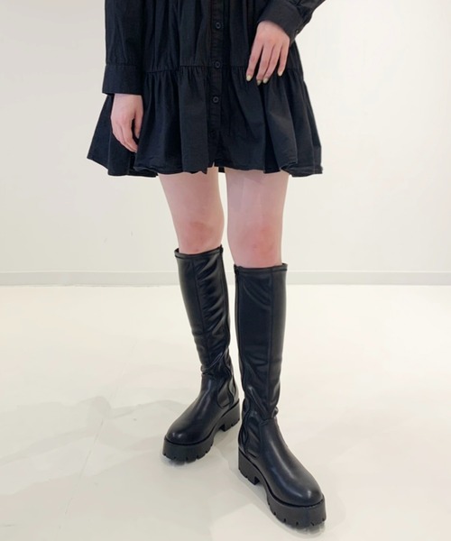 SPINNS（スピンズ）の「トラックソール 合皮ストレッチロングブーツ（ブーツ・レディース・ブラック/ブラウン・LL/M/L）」の17枚目の写真