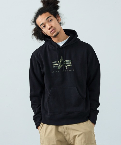 Alpha Industries（アルファインダストリーズ）の「Aマーク ブランドロゴパーカー 無地/カモ柄（スウェット・メンズ・ブラック/ヘザーグレー/ホワイト系その他/ブラック系その他/ブルー系その他/グレイッシュベージュ/グレイッシュブルー・MEDIUM/LARGE/X-LARGE）」の3枚目の写真