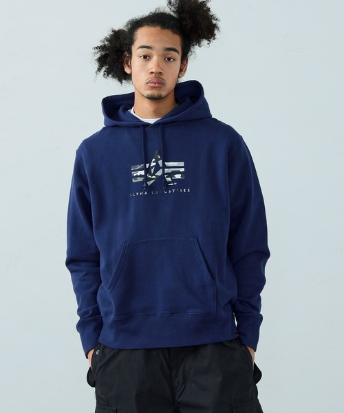 Alpha Industries（アルファインダストリーズ）の「Aマーク ブランドロゴパーカー 無地/カモ柄（スウェット・メンズ・ブラック/ヘザーグレー/ホワイト系その他/ブラック系その他/ブルー系その他/グレイッシュベージュ/グレイッシュブルー・MEDIUM/LARGE/X-LARGE）」の6枚目の写真