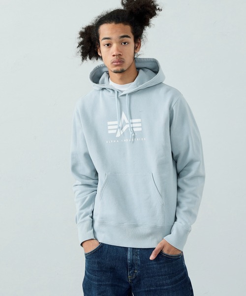 Alpha Industries（アルファインダストリーズ）の「Aマーク ブランドロゴパーカー 無地/カモ柄（スウェット・メンズ・ブラック/ヘザーグレー/ホワイト系その他/ブラック系その他/ブルー系その他/グレイッシュベージュ/グレイッシュブルー・MEDIUM/LARGE/X-LARGE）」の7枚目の写真