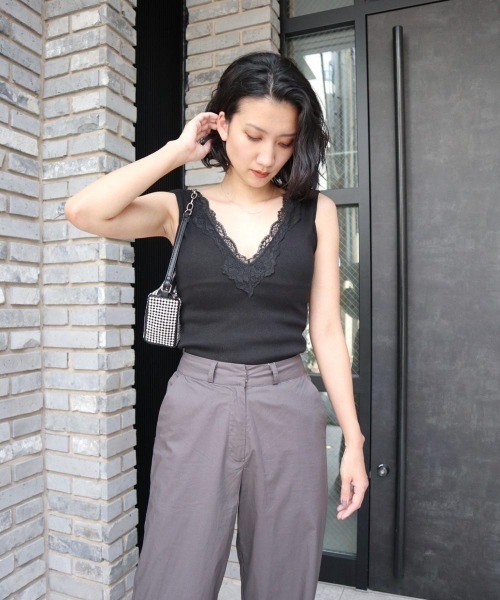 FIG&VIPER（フィグアンドバイパー）の「リブレースブラタンク（タンクトップ・レディース・ブラック/ホワイト/ブルー・FREE）」の3枚目の写真