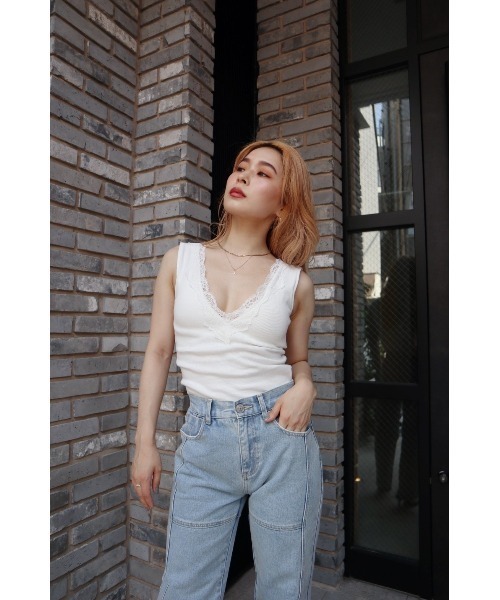 FIG&VIPER（フィグアンドバイパー）の「リブレースブラタンク（タンクトップ・レディース・ブラック/ホワイト/ブルー・FREE）」の12枚目の写真