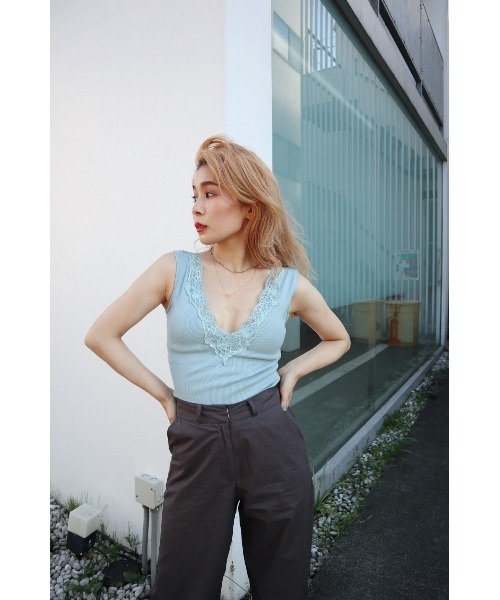 FIG&VIPER（フィグアンドバイパー）の「リブレースブラタンク（タンクトップ・レディース・ブラック/ホワイト/ブルー・FREE）」の10枚目の写真