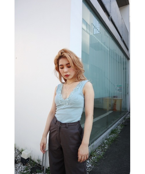 FIG&VIPER（フィグアンドバイパー）の「リブレースブラタンク（タンクトップ・レディース・ブラック/ホワイト/ブルー・FREE）」の8枚目の写真