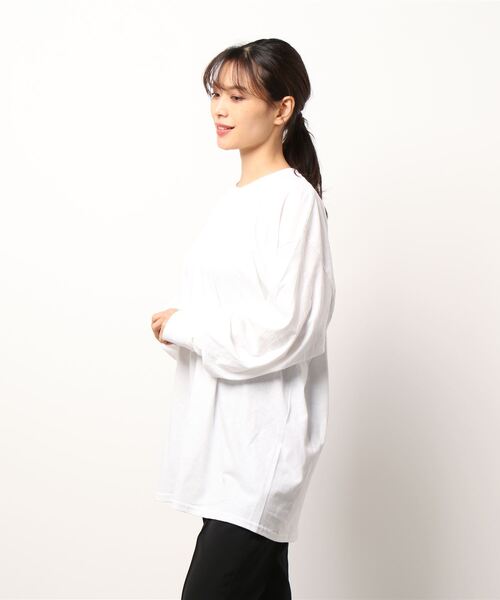 KaneZ（ケインズ）の「KaneZ/ケインズ/MR.YING YANG L/S TEE/バックプリントロングスリーブTシャツ（Tシャツ/カットソー・レディース・オレンジ/ホワイト・FREE）」の4枚目の写真