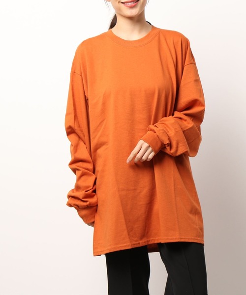 KaneZ（ケインズ）の「KaneZ/ケインズ/MR.YING YANG L/S TEE/バックプリントロングスリーブTシャツ（Tシャツ/カットソー・レディース・オレンジ/ホワイト・FREE）」の8枚目の写真