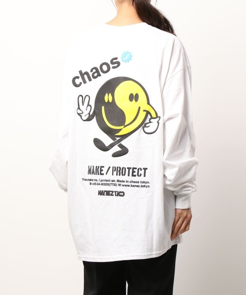 KaneZ（ケインズ）の「KaneZ/ケインズ/MR.YING YANG L/S TEE/バックプリントロングスリーブTシャツ（Tシャツ/カットソー・レディース・オレンジ/ホワイト・FREE）」の17枚目の写真