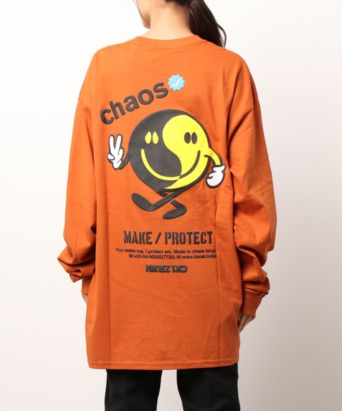 KaneZ（ケインズ）の「KaneZ/ケインズ/MR.YING YANG L/S TEE/バックプリントロングスリーブTシャツ（Tシャツ/カットソー・レディース・オレンジ/ホワイト・FREE）」の18枚目の写真