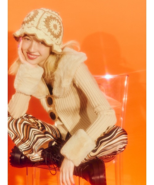 フェイクファーカーディガン