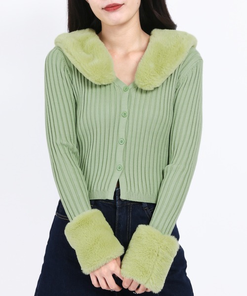 フェイクファーカーディガン