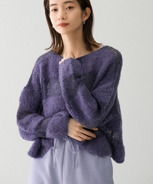 ローゲージハンドボーダーニット