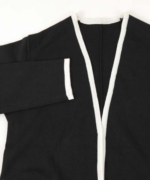 UR'S(ユアーズ)の「バイカラーニットジャケット(ノーカラージャケット・レディース・ホワイト/ブラック・M/S/L)」の6枚目の写真