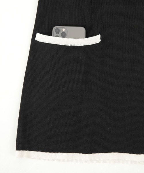 UR'S(ユアーズ)の「バイカラーニットジャケット(ノーカラージャケット・レディース・ホワイト/ブラック・M/S/L)」の10枚目の写真