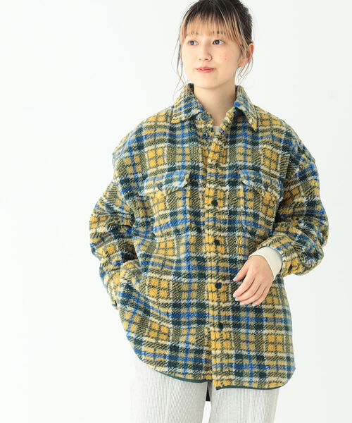 BEAMS BOY(ビームスボーイ)の「BEAMS BOY / チェック ボア CPO(ブルゾン・レディース・チャコールグレー/イエロー・ONE SIZE)」の5枚目の写真