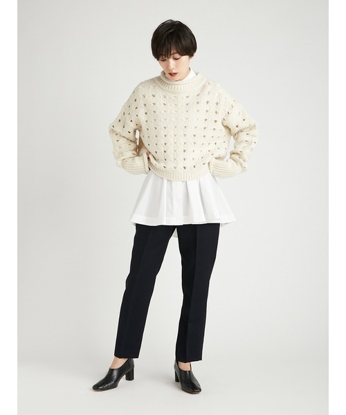 styling/(スタイリング)の「ドットホールニットプルオーバー(ニット/セーター・レディース・アイボリー/イエロー/ダークグレー・FREE)」の9枚目の写真