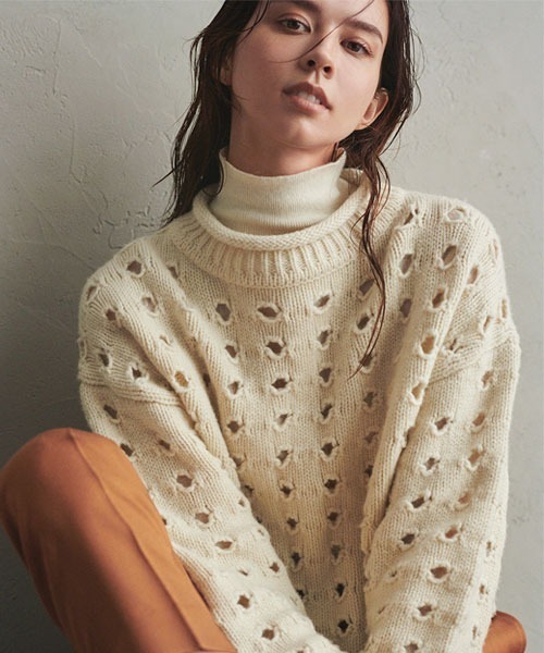 styling/(スタイリング)の「ドットホールニットプルオーバー(ニット/セーター・レディース・アイボリー/イエロー/ダークグレー・FREE)」の18枚目の写真