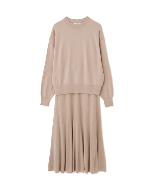 NATURAL BEAUTY BASIC（ナチュラルビューティーベーシック）の「ゴアードスカートニットセットアップ（ワンピース・レディース・ベージュ/イエロー/ネイビー・SMALL/MEDIUM）」の7枚目の写真