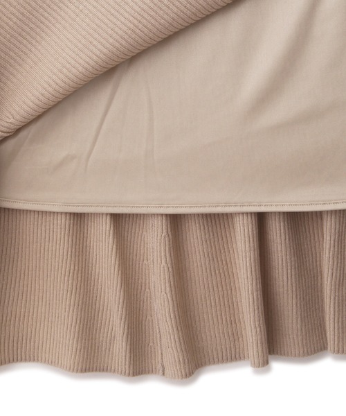 NATURAL BEAUTY BASIC（ナチュラルビューティーベーシック）の「ゴアードスカートニットセットアップ（ワンピース・レディース・ベージュ/イエロー/ネイビー・SMALL/MEDIUM）」の8枚目の写真