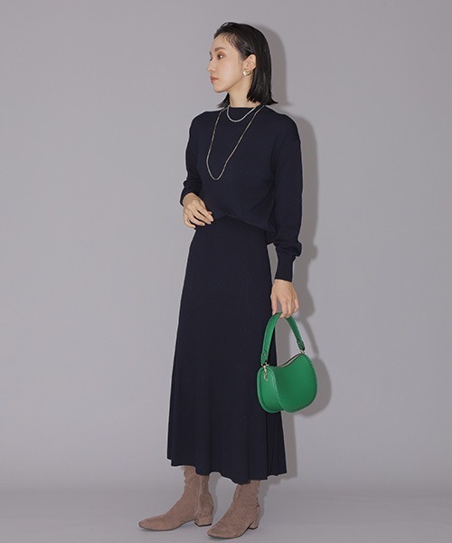 NATURAL BEAUTY BASIC（ナチュラルビューティーベーシック）の「ゴアードスカートニットセットアップ（ワンピース・レディース・ベージュ/イエロー/ネイビー・SMALL/MEDIUM）」の12枚目の写真