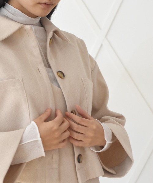 Alley by w closet（アリーバイダブルクローゼット）の「【SETUP対応】【Alley】エコウールショートジャケット（その他アウター・レディース・ベージュ/モスグリーン・FREE）」の22枚目の写真