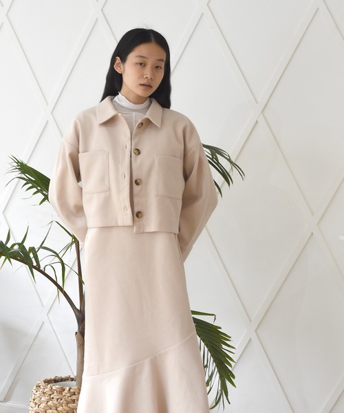 Alley by w closet（アリーバイダブルクローゼット）の「【SETUP対応】【Alley】エコウールショートジャケット（その他アウター・レディース・ベージュ/モスグリーン・FREE）」の20枚目の写真