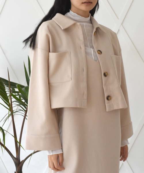 Alley by w closet（アリーバイダブルクローゼット）の「【SETUP対応】【Alley】エコウールショートジャケット（その他アウター・レディース・ベージュ/モスグリーン・FREE）」の19枚目の写真