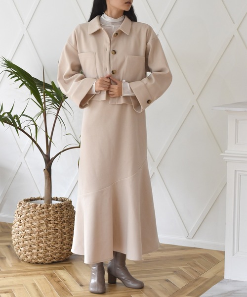 Alley by w closet（アリーバイダブルクローゼット）の「【SETUP対応】【Alley】エコウールショートジャケット（その他アウター・レディース・ベージュ/モスグリーン・FREE）」の18枚目の写真