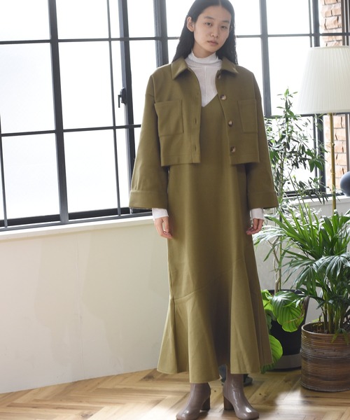 Alley by w closet（アリーバイダブルクローゼット）の「【SETUP対応】【Alley】エコウールショートジャケット（その他アウター・レディース・ベージュ/モスグリーン・FREE）」の15枚目の写真