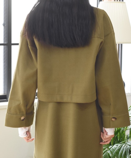 Alley by w closet（アリーバイダブルクローゼット）の「【SETUP対応】【Alley】エコウールショートジャケット（その他アウター・レディース・ベージュ/モスグリーン・FREE）」の13枚目の写真