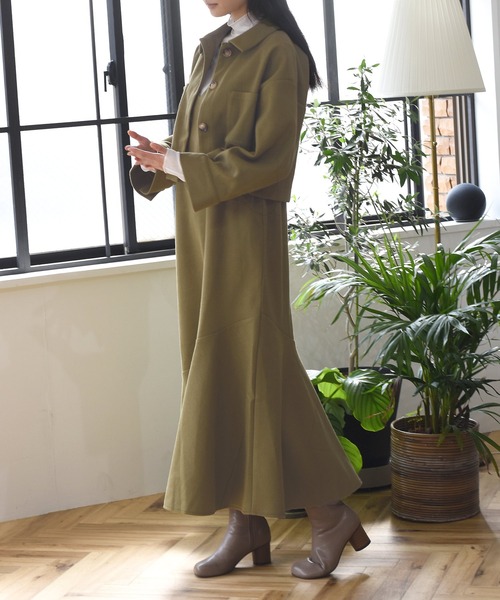 Alley by w closet（アリーバイダブルクローゼット）の「【SETUP対応】【Alley】エコウールショートジャケット（その他アウター・レディース・ベージュ/モスグリーン・FREE）」の9枚目の写真