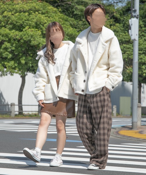 PairPair(ペアペア)の「2WAYボアブルゾン(ユニセックス)(ブルゾン・レディース・アイボリー/モカ・FREE)」の2枚目の写真