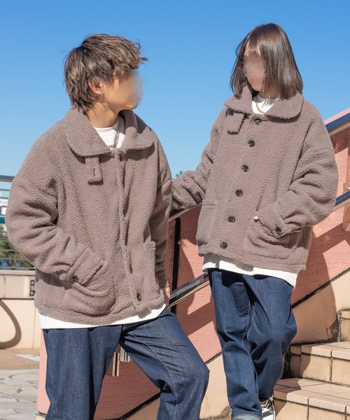 PairPair(ペアペア)の「2WAYボアブルゾン(ユニセックス)(ブルゾン・レディース・アイボリー/モカ・FREE)」の1枚目の写真