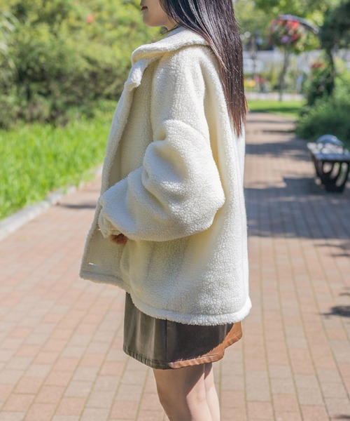 PairPair(ペアペア)の「2WAYボアブルゾン(ユニセックス)(ブルゾン・レディース・アイボリー/モカ・FREE)」の8枚目の写真