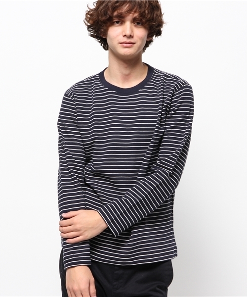 OUTLET(アウトレット)の「【Ciaopanic】リップルボーダーC/N長袖(Tシャツ/カットソー・メンズ・ネイビー/ホワイト/グレー・MEDIUM/LARGE)」の3枚目の写真