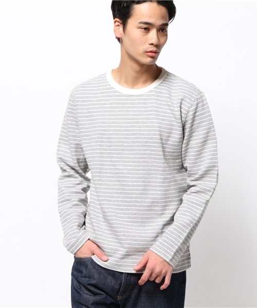 OUTLET(アウトレット)の「【Ciaopanic】リップルボーダーC/N長袖(Tシャツ/カットソー・メンズ・ネイビー/ホワイト/グレー・MEDIUM/LARGE)」の1枚目の写真