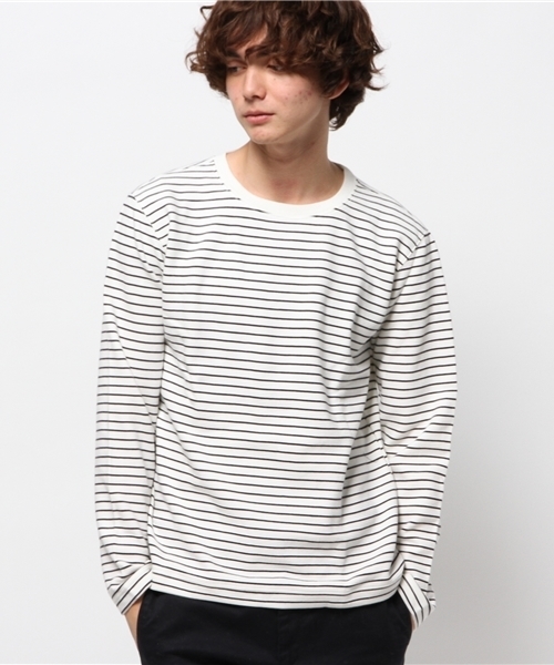 OUTLET(アウトレット)の「【Ciaopanic】リップルボーダーC/N長袖(Tシャツ/カットソー・メンズ・ネイビー/ホワイト/グレー・MEDIUM/LARGE)」の2枚目の写真