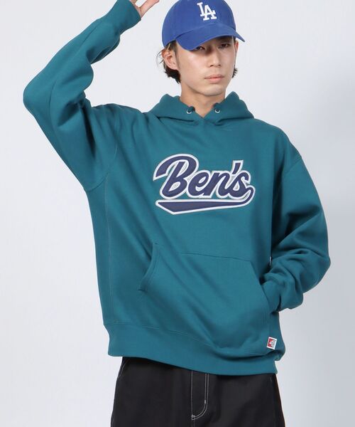 BEN DAVIS/WHITE LABEL(ベンデイビス ホワイトラベル)の「【BEN DAVIS(ベンデイビス)】LEAGUER PATCHED HOODIE / ベースボール ロゴ ワッペン パーカー(パーカー・メンズ・ブルー/エメラルド/オフホワイト/イエロー・MEDIUM/LARGE)」の7枚目の写真