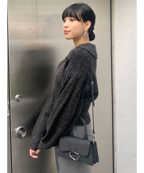 EMODA（エモダ）の「ドロップタックスリーブニット（ニット/セーター・レディース・ブラック/ベージュ/グリーン・FREE）」の12枚目の写真